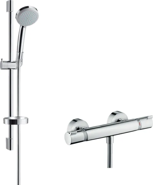 Hansgrohe Croma 100 brusesæt med Ecostat Comfort brusearmatur, krom